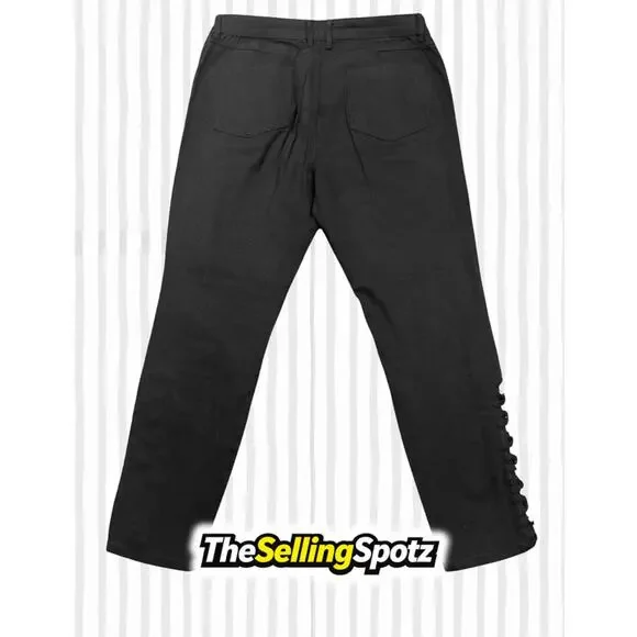 Venus Lace Up Hem Black Jeans Women’s Size US 14 / EU 46 Stretch Denim - Picture 4 of 7